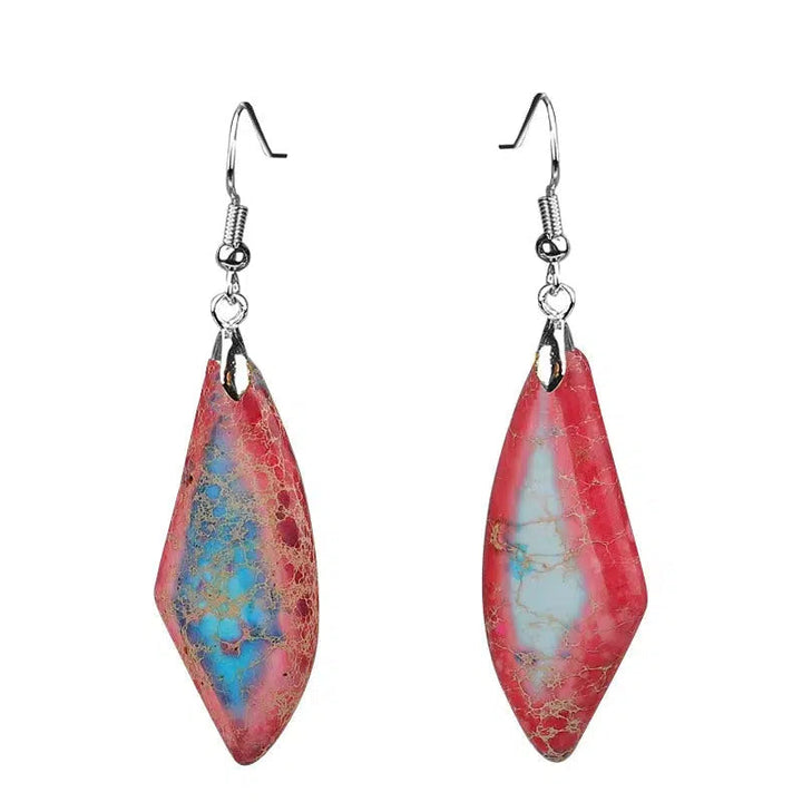 Boho Jasper Dangle Triangle Earrings