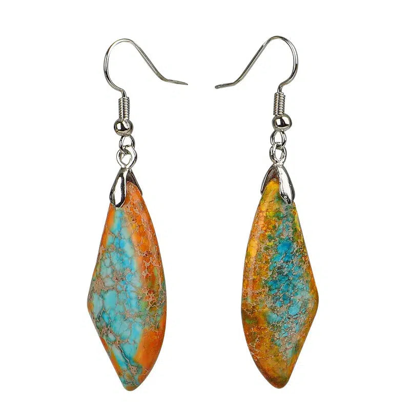 Boho Jasper Dangle Triangle Earrings