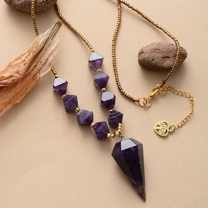 Bold Amethyst or Rose Quartz Pendant