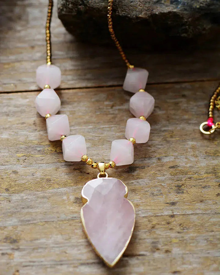 Bold Amethyst or Rose Quartz Pendant