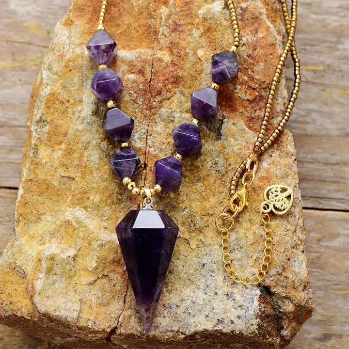 Bold Amethyst or Rose Quartz Pendant