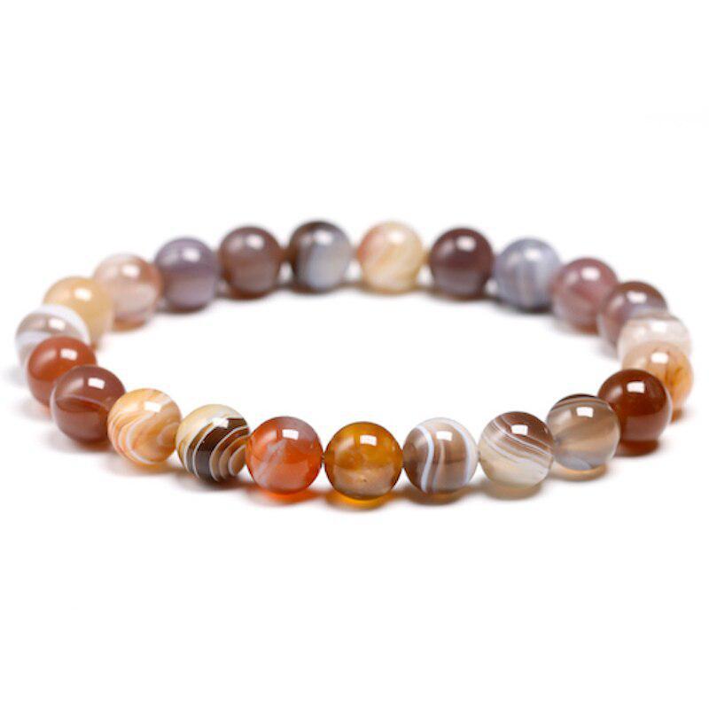 Botswana Agate Round Bead Stretch Bracelet