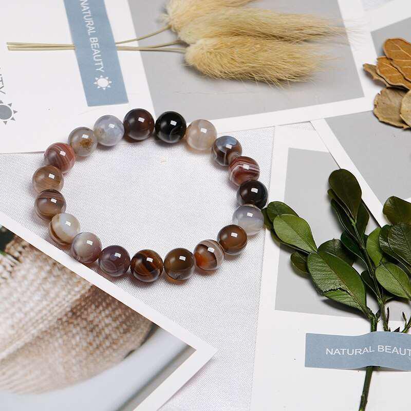 Botswana Agate Round Bead Stretch Bracelet