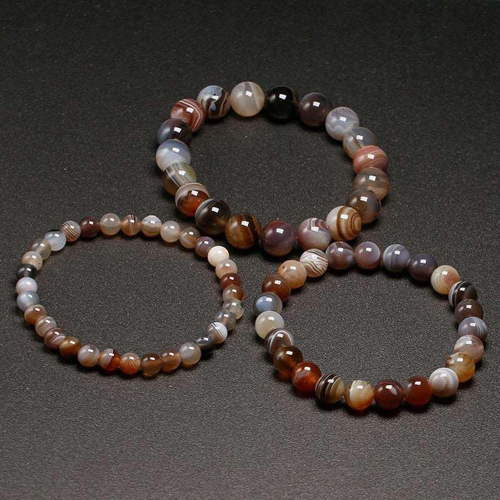 Botswana Agate Round Bead Stretch Bracelet