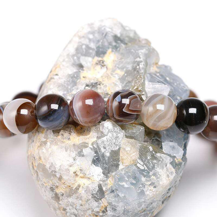 Botswana Agate Round Bead Stretch Bracelet