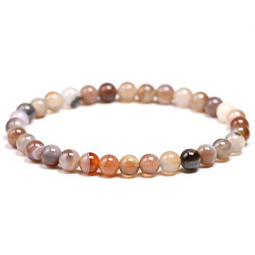 Botswana Agate Round Bead Stretch Bracelet