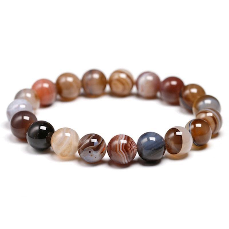 Botswana Agate Round Bead Stretch Bracelet