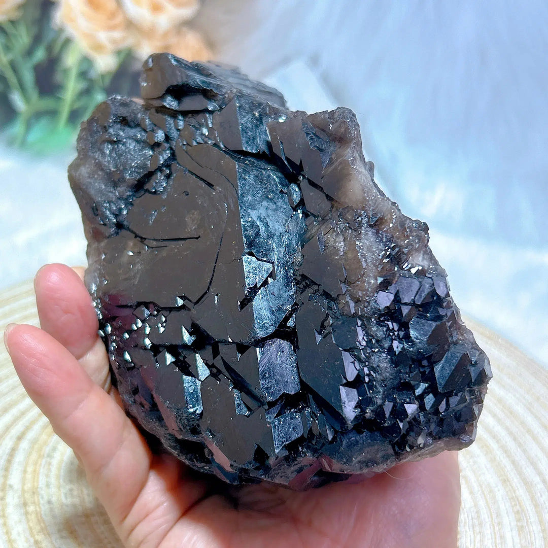 Brazilian Black Quartz Skeletal Cluster