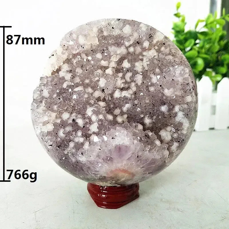 Brazilian Natural Pink Amethyst Geode Crystal Sphere