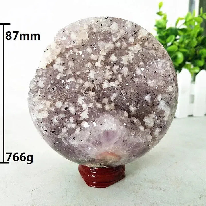 Brazilian Natural Pink Amethyst Geode Crystal Sphere