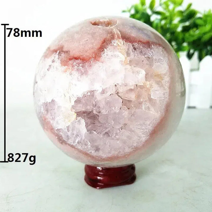 Brazilian Natural Pink Amethyst Geode Crystal Sphere