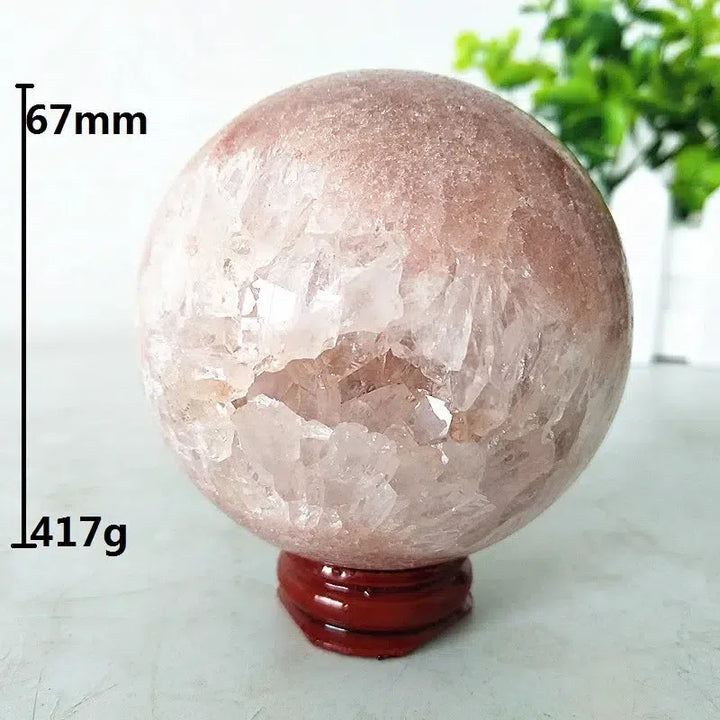 Brazilian Natural Pink Amethyst Geode Crystal Sphere