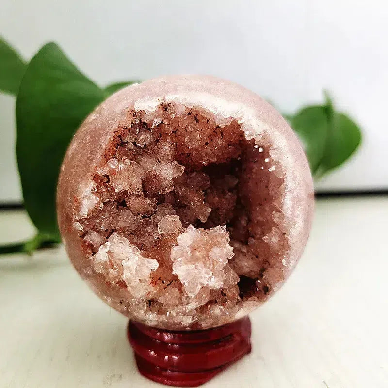 Brazilian Natural Pink Amethyst Geode Crystal Sphere