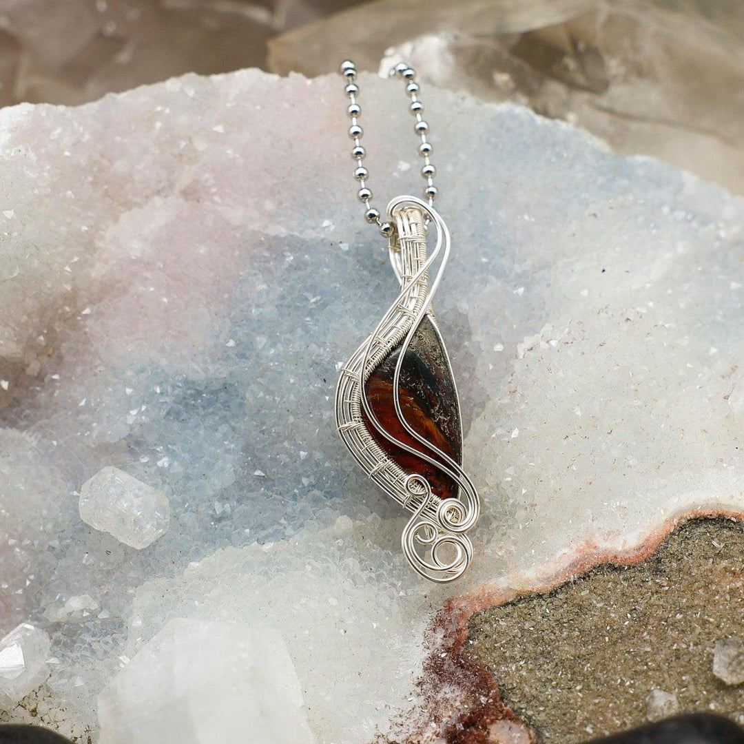 Brecciated Jasper Wire Wrap Pendant - 2.25"