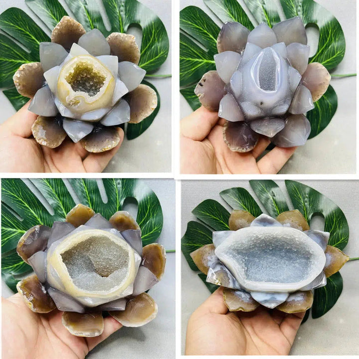 Buddhist Treasure Agate Geode Agate Lotus Flower