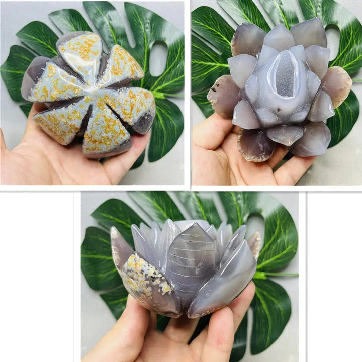 Buddhist Treasure Agate Geode Agate Lotus Flower