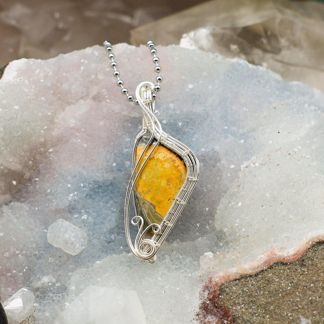 Bumblebee Jasper Wire Wrap Pendant - 2.25"