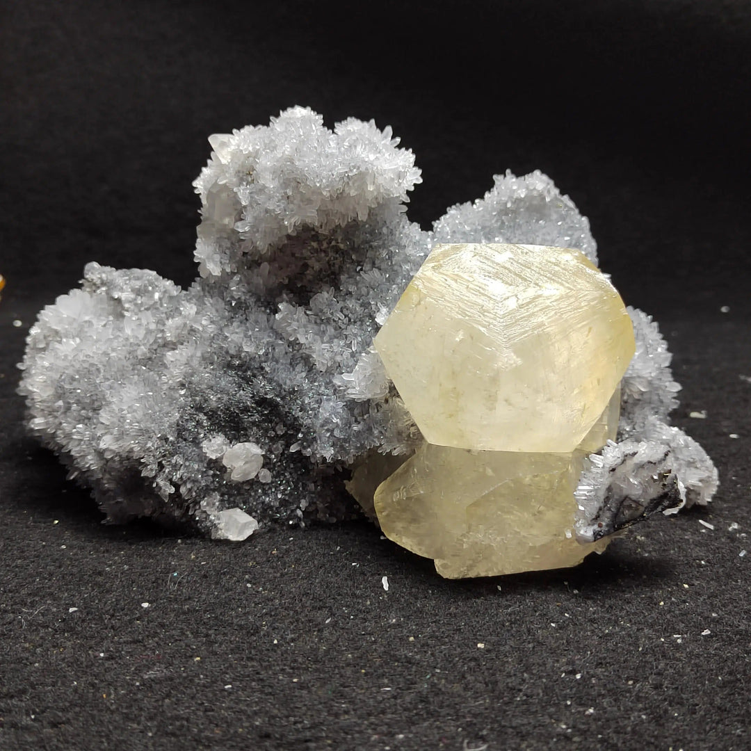 Calcite And Quartz Crystal Cluster UV Reactive