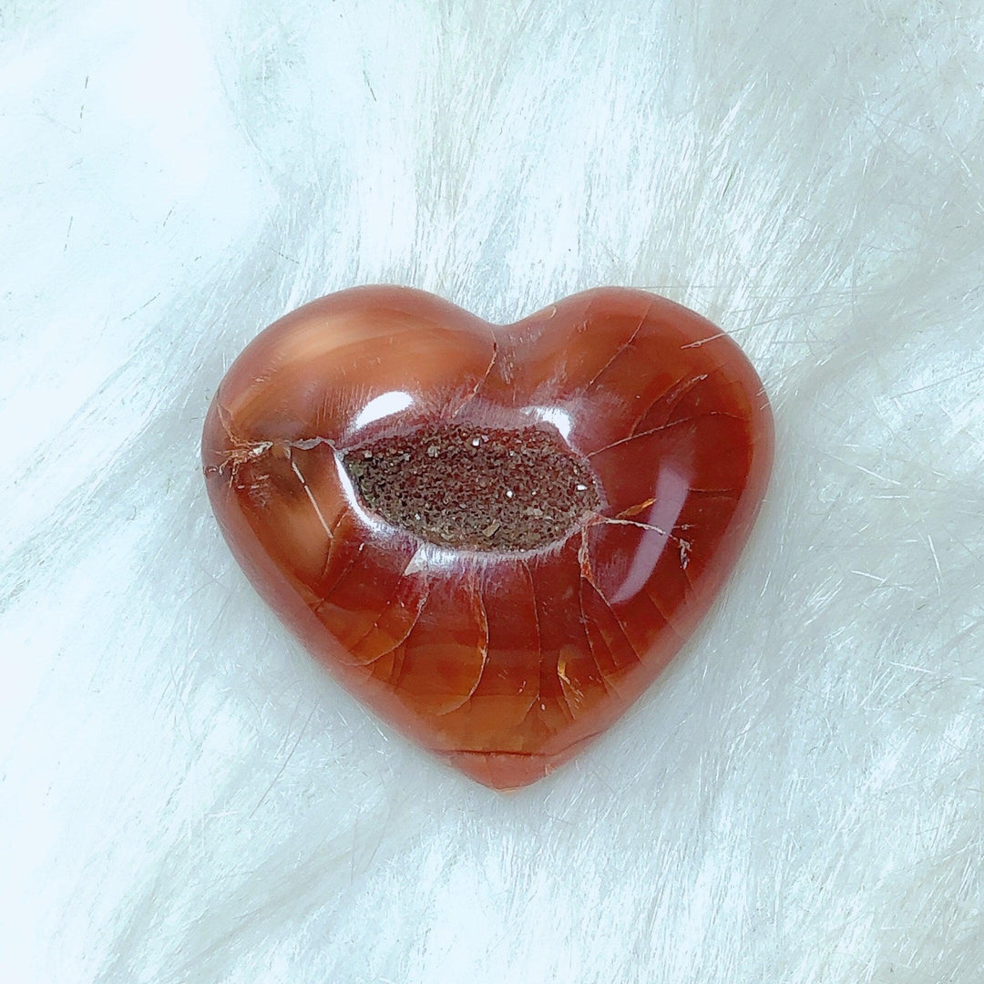 Carnelian Druzy Heart