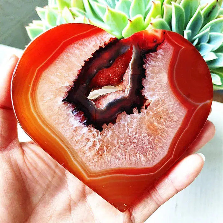 Carnelian Geode Agate Heart