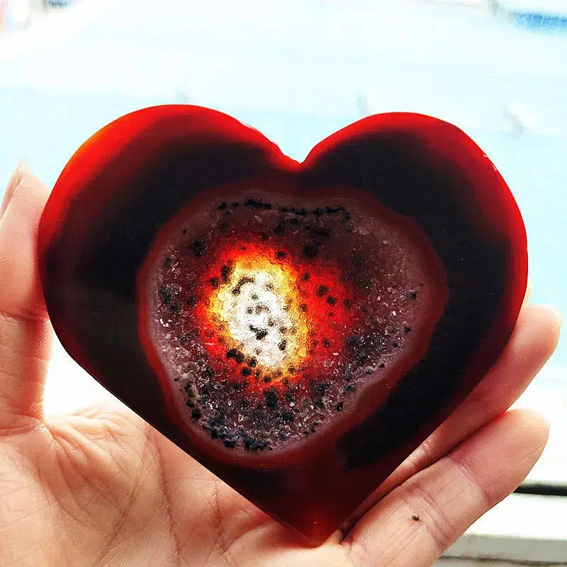 Carnelian Geode Agate Heart