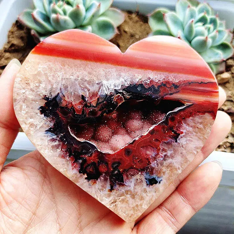 Carnelian Geode Agate Heart