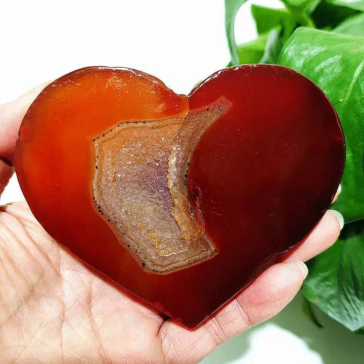 Carnelian Geode Agate Heart