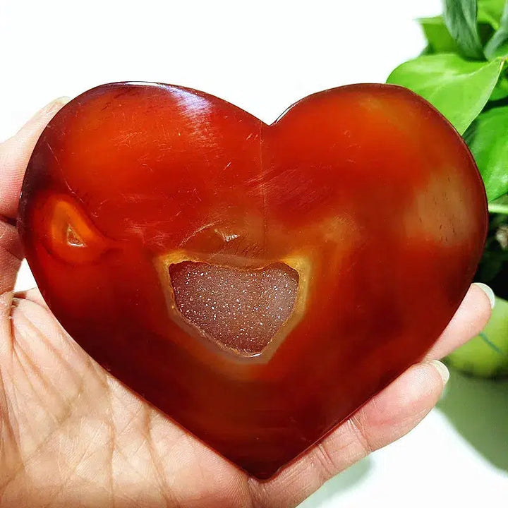 Carnelian Geode Agate Heart