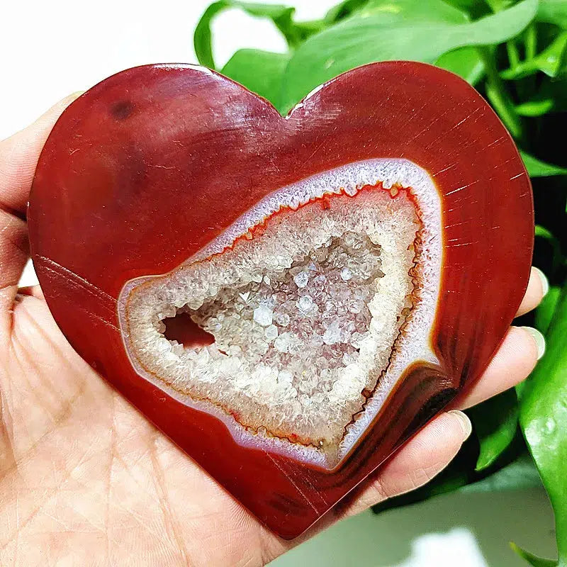 Carnelian Geode Agate Heart