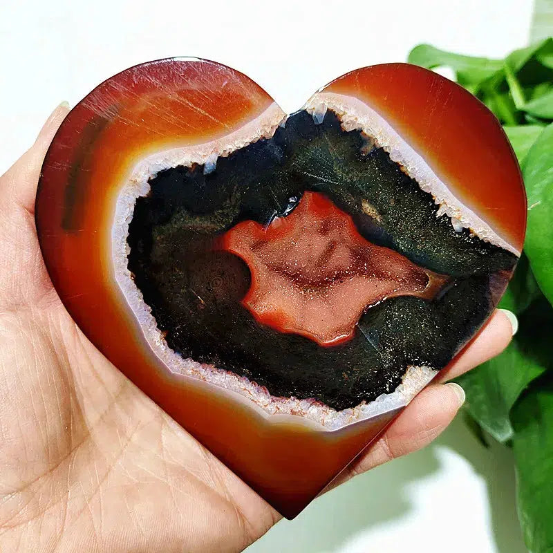 Carnelian Geode Agate Heart