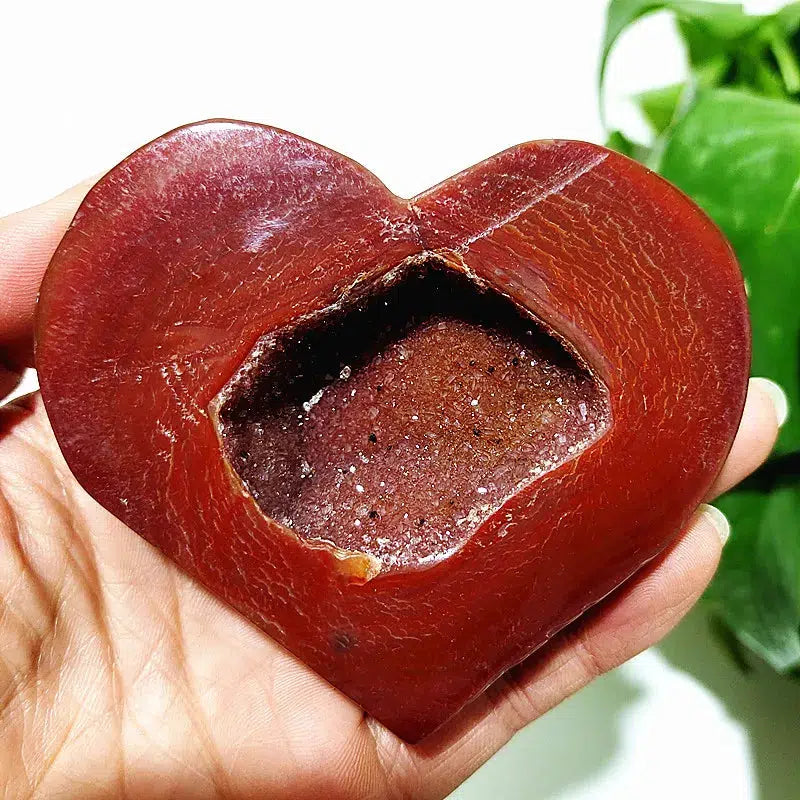 Carnelian Geode Agate Heart