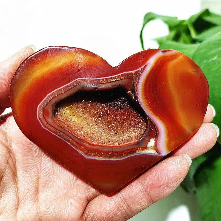 Carnelian Geode Agate Heart