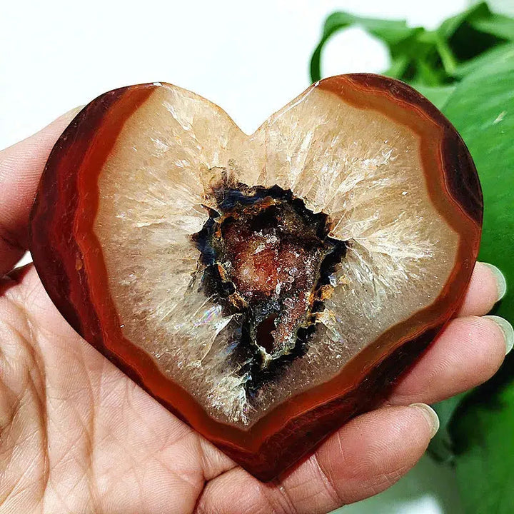 Carnelian Geode Agate Heart