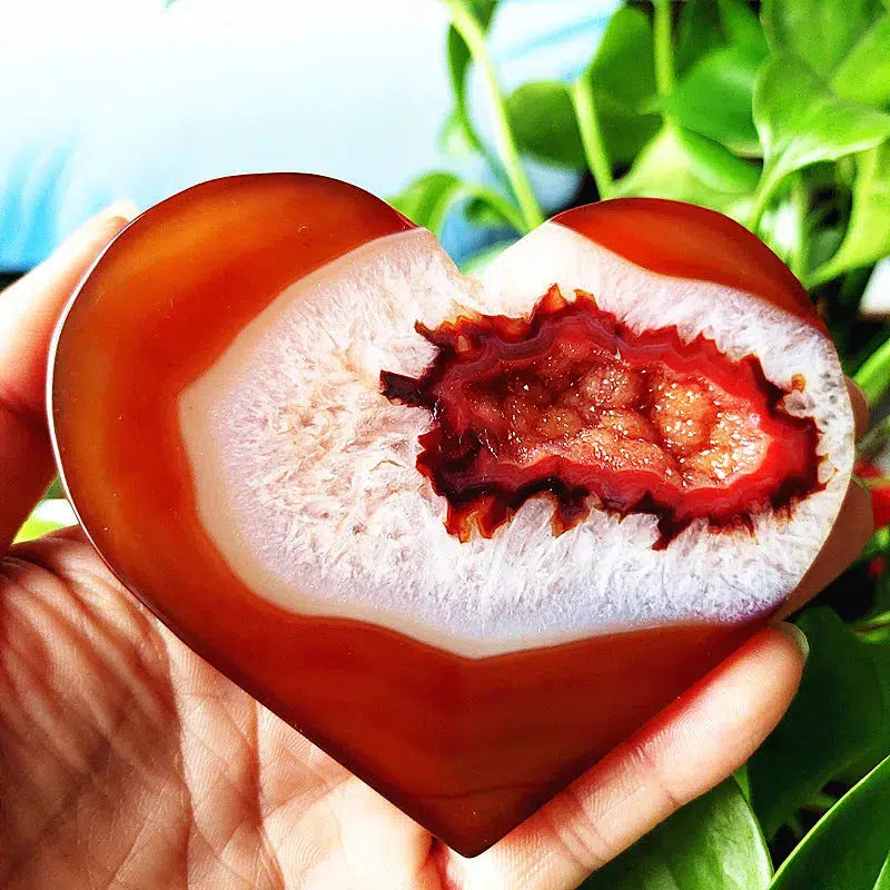 Carnelian Geode Agate Heart