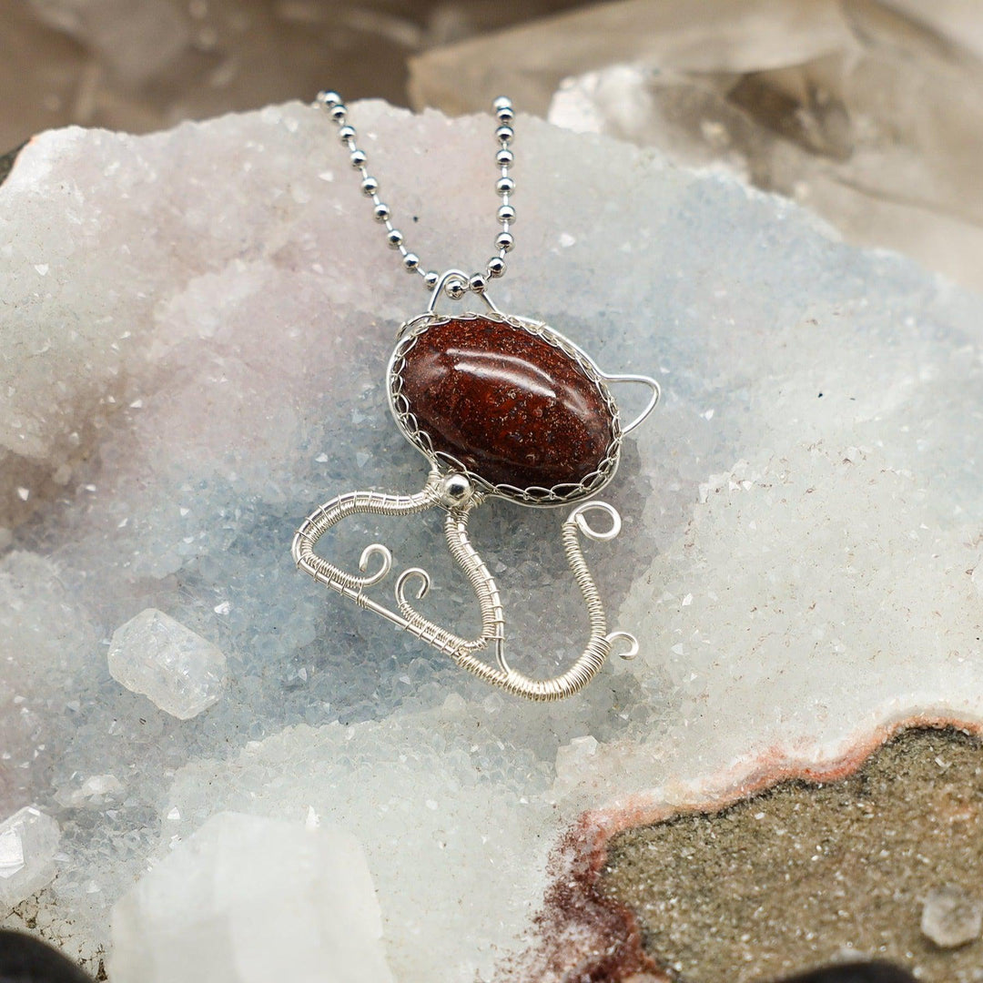 Carnelian 'Kitty" Wire Wrap Pendant - 2.00"