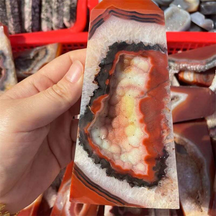 Carnelian Red Agate Geode Towers