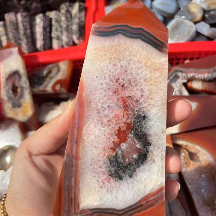 Carnelian Red Agate Geode Towers