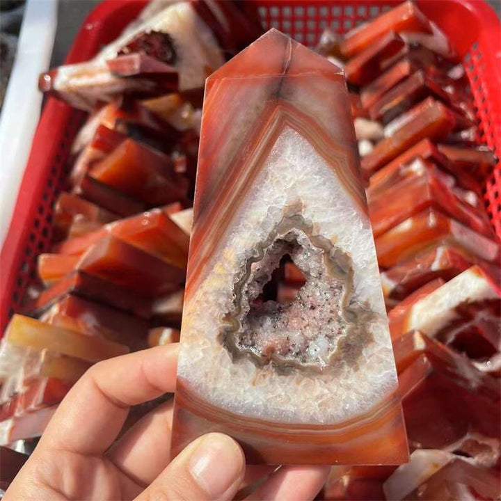 Carnelian Red Agate Geode Towers