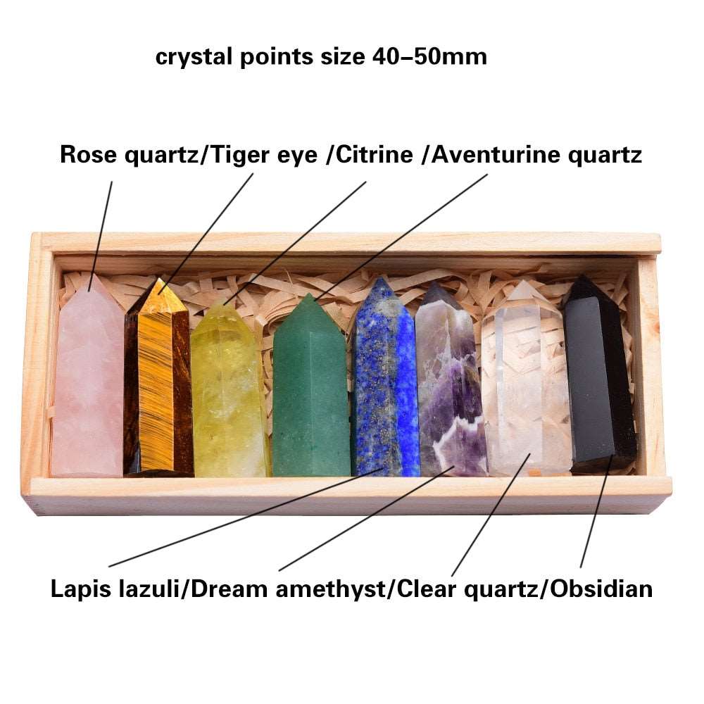 Chakra +1 Crystals Tower Set in Wood Gift Box