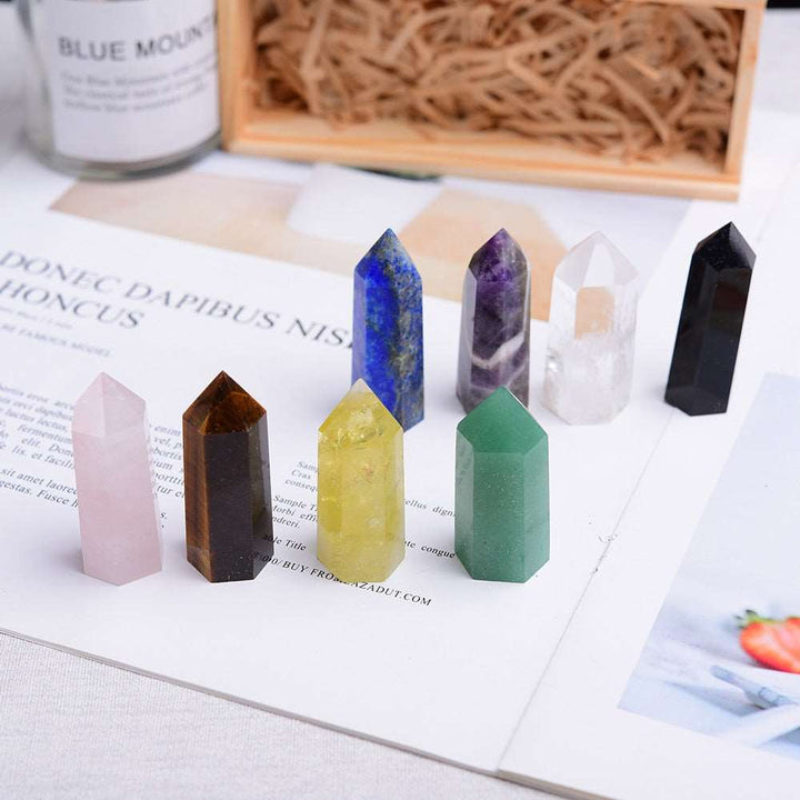 Chakra +1 Crystals Tower Set in Wood Gift Box