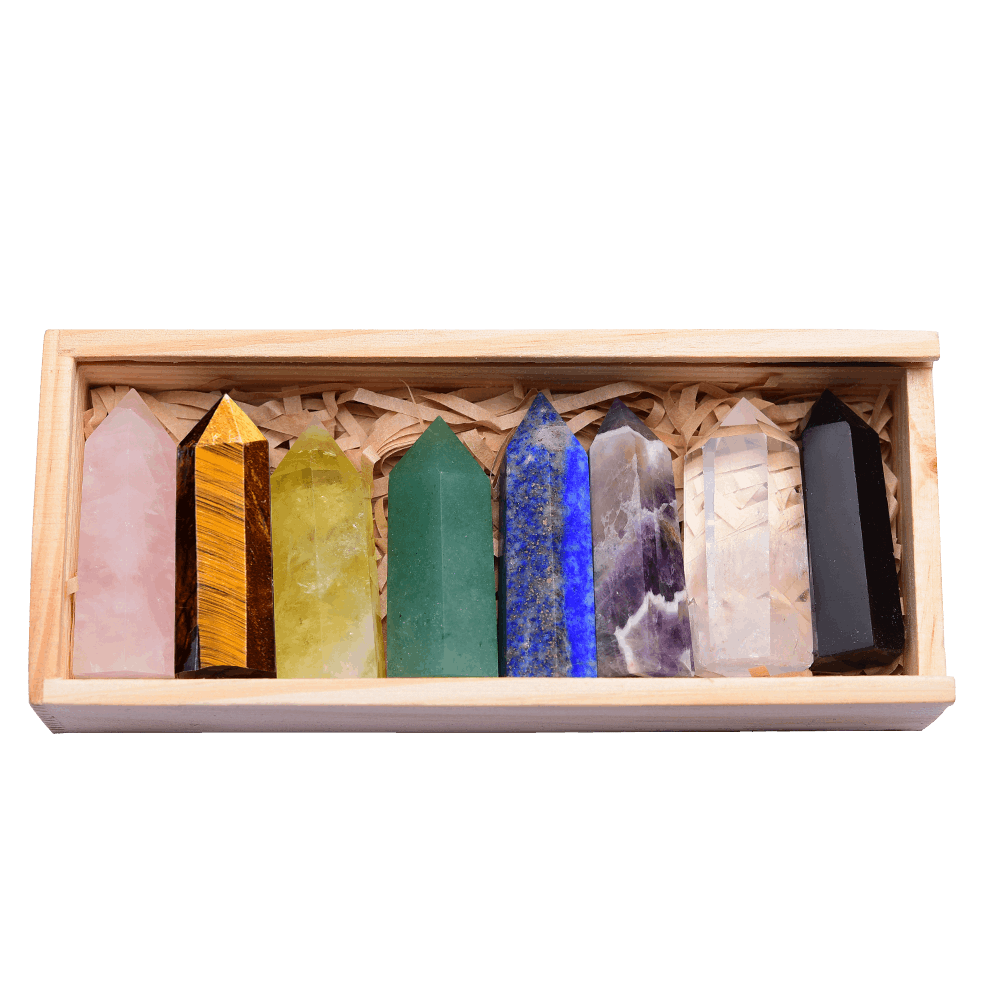 Chakra +1 Crystals Tower Set in Wood Gift Box