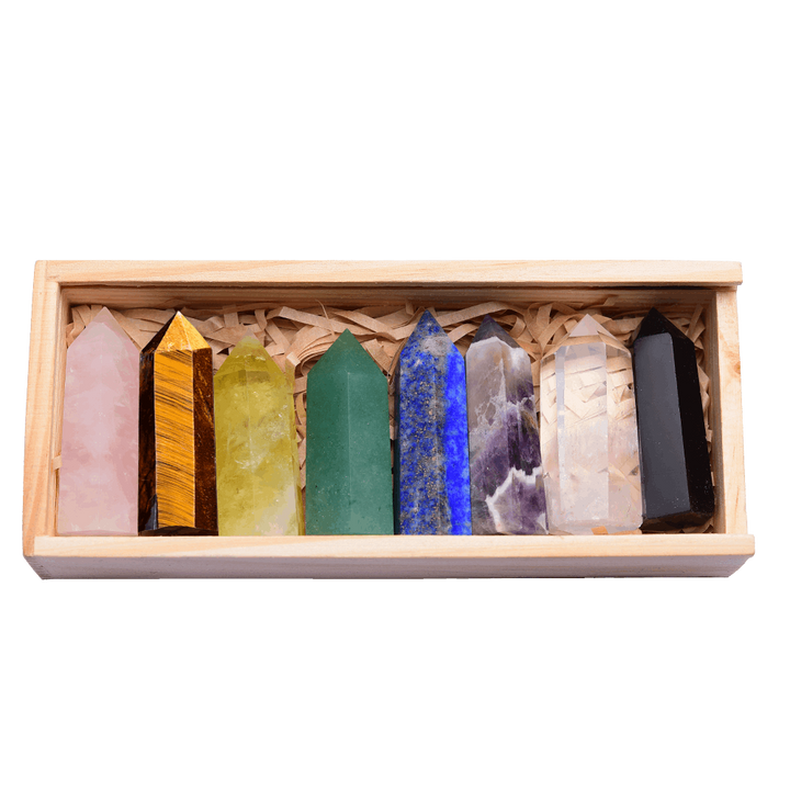 Chakra +1 Crystals Tower Set in Wood Gift Box