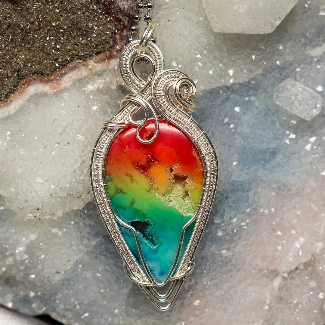 Chakra Agate Wire Wrap Crystal Pendant - Complete Alignment-Wire Wraps-Crystal Destiny-Agate-3.00"-Crystal Destiny