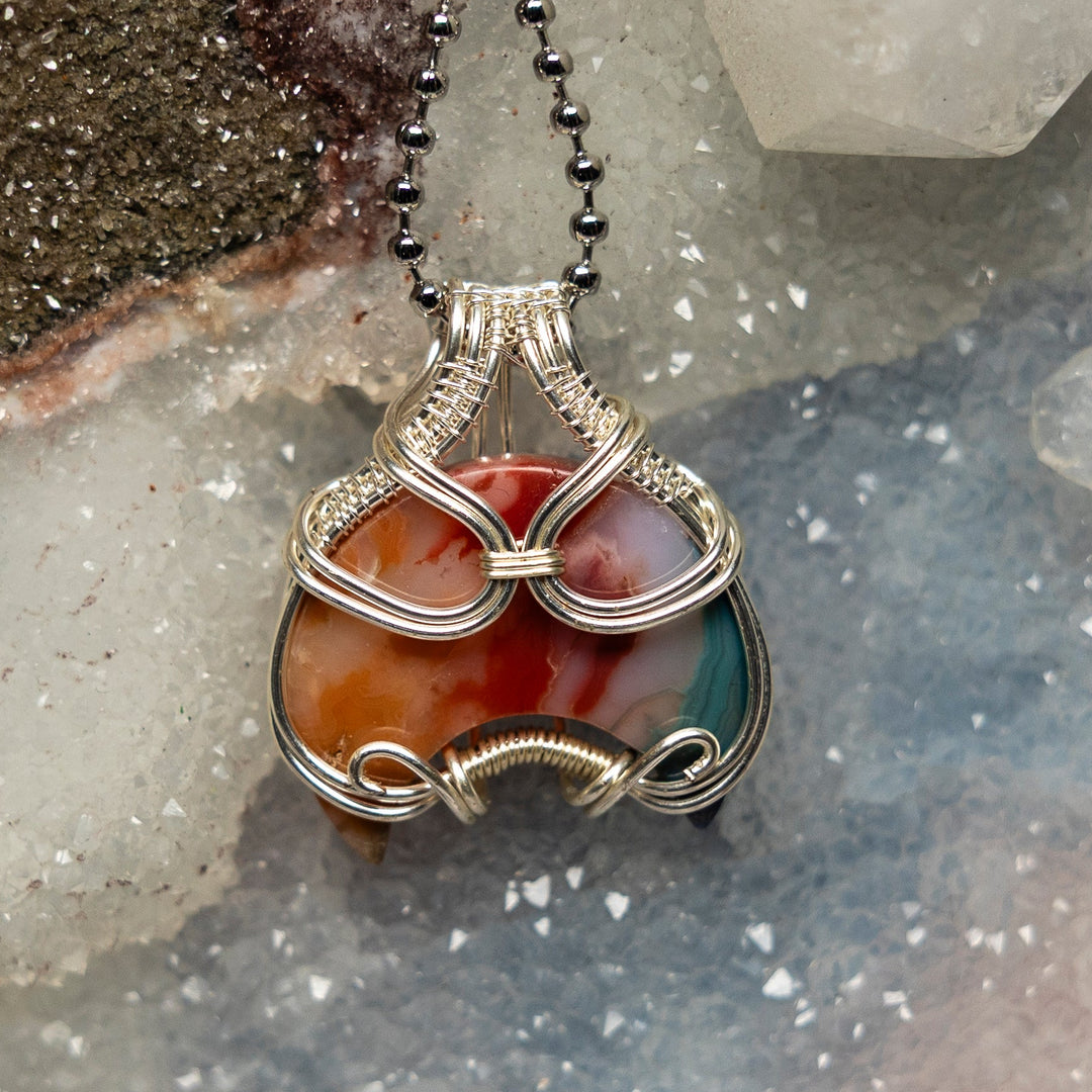 Chakra Agate Wire Wrap Crystal Pendant - Energy Healing-Wire Wraps-Crystal Destiny-Chakra Agate-1.50"-Crystal Destiny