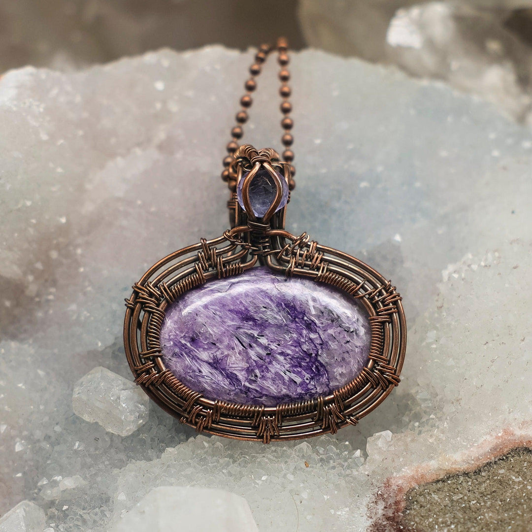 Charoite Pendant Necklace - 2"