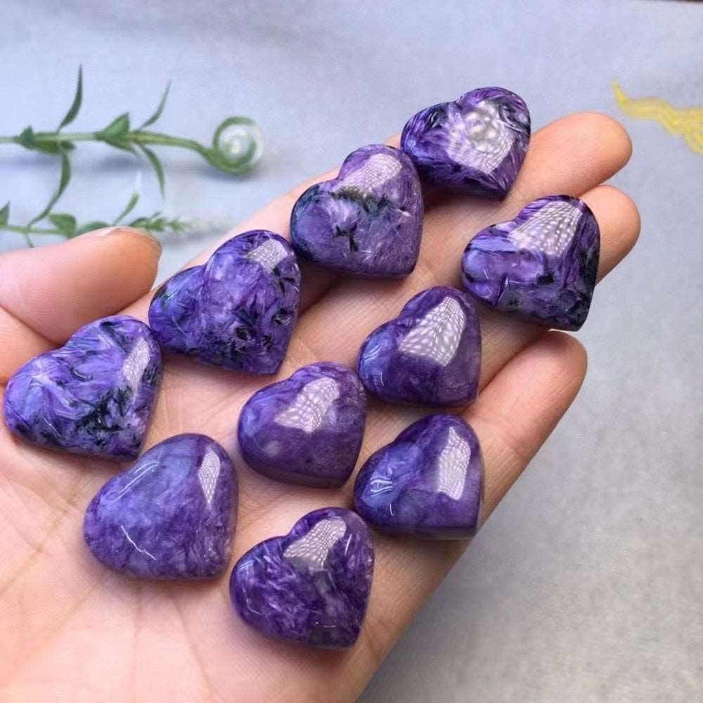 Charoite Single Side Heart Crystal Carving