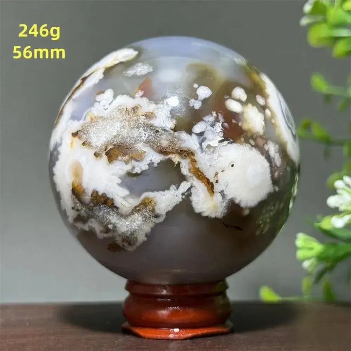 Cherry Agate Crystal Sphere for Meditation and Energy Work-Spheres-Ali-11 246g 56mm-Cherry Agate-Crystal Destiny