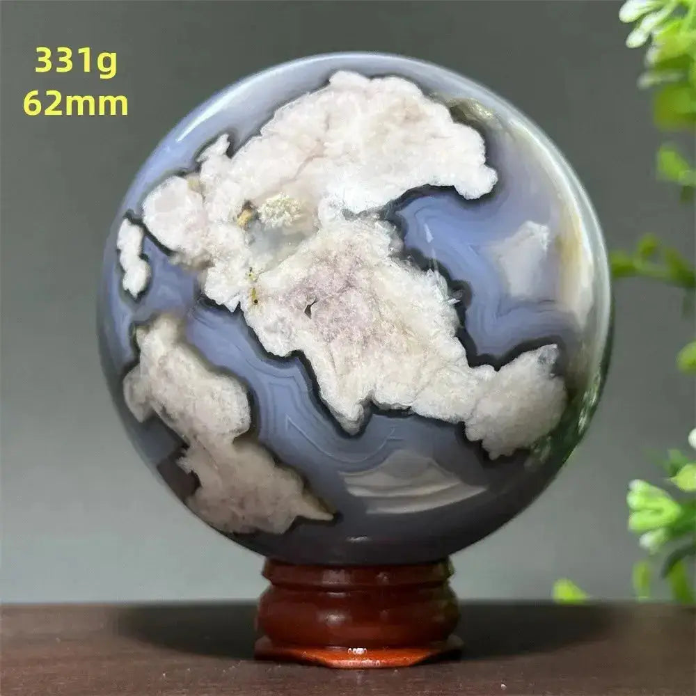 Cherry Agate Crystal Sphere for Meditation and Energy Work-Spheres-Ali-15 331g 62mm-Cherry Agate-Crystal Destiny