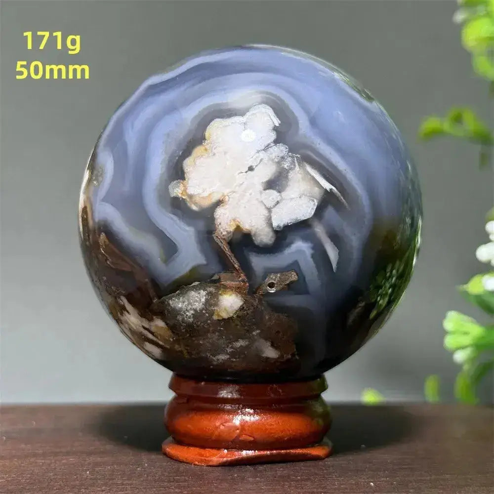 Cherry Agate Crystal Sphere for Meditation and Energy Work-Spheres-Ali-26 171g 50mm-Cherry Agate-Crystal Destiny