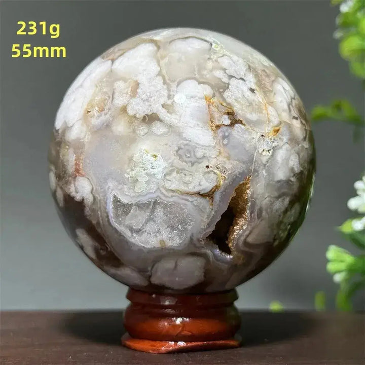 Cherry Agate Crystal Sphere for Meditation and Energy Work-Spheres-Ali-28 231g 55mm-Cherry Agate-Crystal Destiny